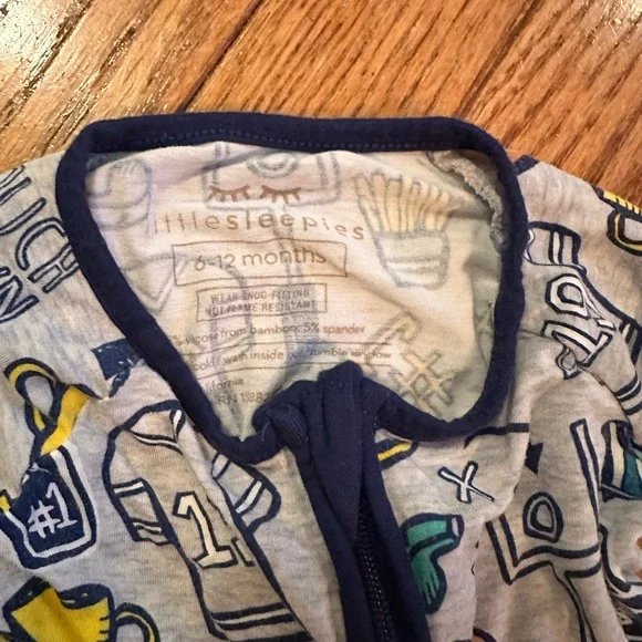 Little Sleepies Game Day Bamboo Viscose Zippy - Sz 6-12 months - Picture 2 of 4